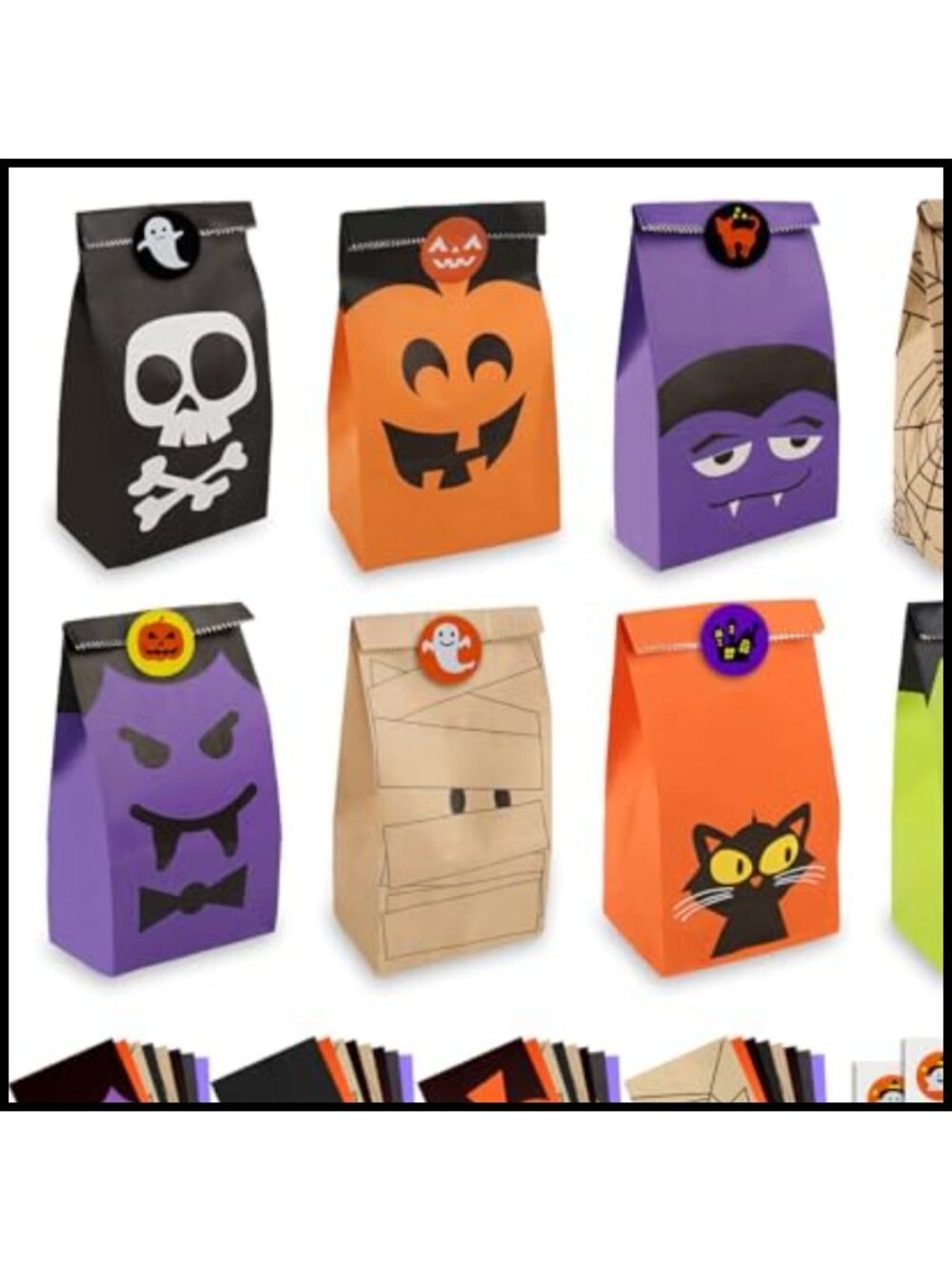 24 Pc Halloween Treat Bags Kraft Paper Goodie Bags Trick or Treat